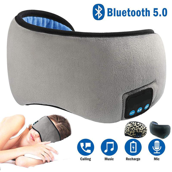 Sleep Headphone Bluetooth Sleep Mask Wireless Sleep Eye Mask Earphone Travel Eye Shades with Built-in Speakers Mic Handsfree