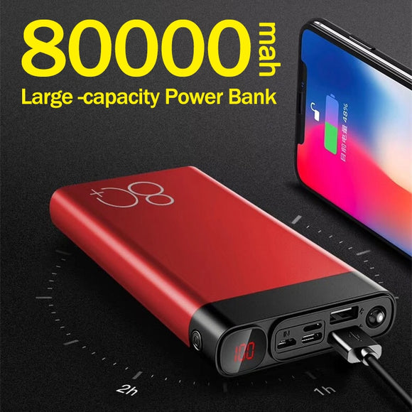 Power Bank Portable Large Capacity Phone Charger for IPhone and Samsung Digital Display LED Lighting Travel Power Bank